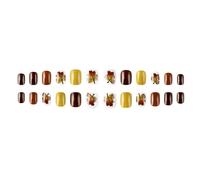 Festive Pumpkin Flowers Nail Art Set for Sticking on for Thanksgiving French Tips for Pressing Nails Manicure Accessories