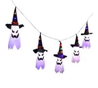 Festive Pumpkin Wizard Hat String Lights with Spooky Faces, for Decorating Your Home or Yard This Halloween Season (B)
