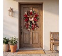 Festive Quilted Christmas Door Hanging DIY Sewing Kit, Christmas Quilted Bow DIY Kit with Fabric, Batting, Thread, Templates & Instructions, Patchwork Hanging Decor Kit for Door Wall Display，E