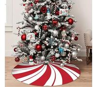 Festive Red and White Peppermint Candy Double Swirl Pattern Christmas Tree Skirt - Classic Traditional Rustic Design for Home, Office, and Party Decor Christmas Decorations, Gift Idea (120cm/48inch)