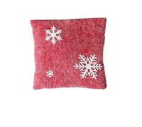 Festive Red and White Wool Snow Flower Embroidered Christmas Pillow | Christmas Decorative Pillow Cozy Red And White Cushion Seasonal Living Room Decor