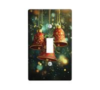 Festive Red Bell Light Switch Cover Plates/Outlet Covers, Holiday Decor for Christmas, Winter Wonderland Wall Art for Home Bathroom, Standard Size Single Toggle