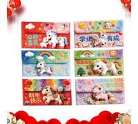 Festive Red Envelopes, Chinese New Year 2026 Set, 6 Pieces Spring Festival Decoration with Traditional Design, Lunar Celebration Gift Holders for Kids and Children, Cultural Holiday Accessory Bright