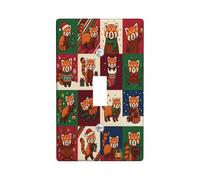 Festive Red Panda Holiday Quote Christmas Toggle Switch Plate | Seasonal Winter Motifs, Festive Grid Pattern, Cozy Animal Illustration, Winter Home Accents, Holiday Decor Accessories