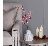 Festive Red & White Candy Spray Christmas Stem, (L) 370mm X (W) 100mm