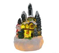 Festive Resin Christmas Ornaments Glowing House Designs Featuring Santa and Snowman for Holiday Cheer (A)