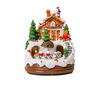 Festive Resin Christmas Scene with Music | Power Options, Musical holiday village, Snow-Covered, Ornament, for Tabletop, Bookshelf, Collectors