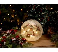 Festive Robin Crackle Ball - 20Cm Diameter