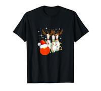 Festive Santa and Reindeer Antlers Vector Graphic Art Value Graphic T-Shirt, Men, Black, M