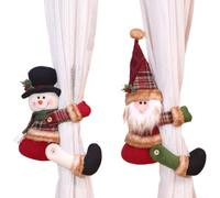 Festive Santa and Snowman Curtain Holders Made from Soft Polyester, for Adding Seasonal Charm to Window Draperies