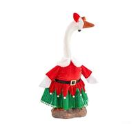Festive Santa Baby Goose Outfit Designed for 23inch Goose Baby Statue with Red and White Fleece, Black Felt Buckle and Bow Tie Hat for Seasonal Decoration (EZ009)