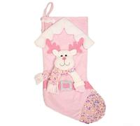 Festive Santa Christmas Stocking For Hanging With Large Storage Space Suitable For Holiday Treats And Decorations Made From Fabric For Seasonal Use(E-W86)
