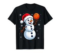Festive Santa Hat Snowman Basketball Christmas Value Graphic T-Shirt, Men, Black, S