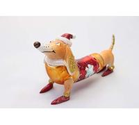 Festive: Sausage Dog American themed Glass Ball Decoration 16 Centimeter