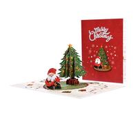 Festive Scene Xmas Tree and Santa Claus 3D Pop Up Christmas Card