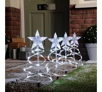Festive Set Of 4 Spiral Pathfinder Trees Cool White