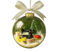 Festive Sewing Machine Snow Globe Decoration 2 Pieces ABS Holiday Sewing Snow Globe Ornament 10 Cm A Hangable Ball Craft Christmas Decoration For Sewists Or Families,Friends,Party