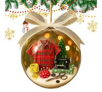 Festive Sewing Machine Snow Globe Decoration 2 Pieces ABS Holiday Sewing Snow Globe Ornament 10 Cm B Hangable Ball Craft Christmas Decoration For Sewists Or Families,Friends,Party