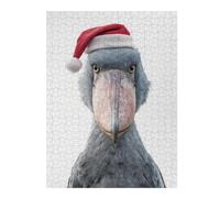 Festive Shoebill Stork with Santa Hat Classic Wooden Jigsaw Puzzle for Adults, 500 PCS