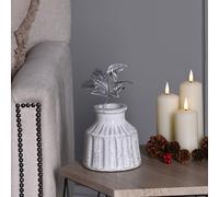 Festive Silver Effect Leaves Christmas Pick, (L) 190mm X (W) 100mm