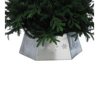 Festive Silver Snowflake Metal Christmas Tree Skirt, 68 x 25cm