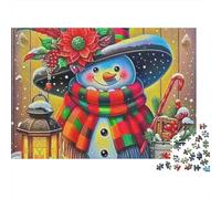 Festive Snowman 1000 Piece Jigsaw Puzzle For Adults Family Challenge Toys Stress Relief Puzzle Exercise The Memory of The Brain for The Whole for Women, Gifts for Men 500pcs (52x38cm)