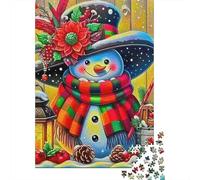 Festive Snowman 1000 Pieces Jigsaw Puzzles For Adults Family Challenge Toys Stress Relieving Entertainment Cultivate The Spirit of Teamwork for Men, Women, Elders, Seniors 500pcs (52x38cm)