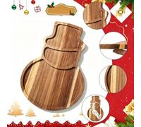 Festive Snowman Charcuterie Board 34cm Acacia Wood Party | Natural acacia , sturdy construction, 34x24cm size, for ideal for cheese and appetizers