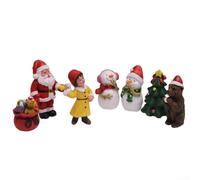 Festive Snowman Christmas Decoration Set with 7 Resin Ornaments for Holiday Home Display and Friendly Seasonal Cheer (A)