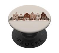 Festive Snowy Town Street - Gingerbread Village Design PopSockets Adhesive PopGrip