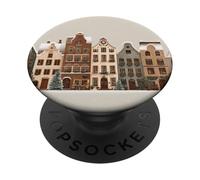 Festive Snowy Town Street - Gingerbread Village Design PopSockets Adhesive PopGrip