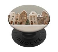 Festive Snowy Town Street - Gingerbread Village Design PopSockets Adhesive PopGrip