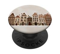 Festive Snowy Town Street - Gingerbread Village Design PopSockets Adhesive PopGrip