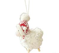 Festive Soft Lamb Plush Ornament, Cute Sheep Christmas Bauble with Woolly | Texture, Adorable White and Red Farm Animal Decoration for Holiday Tree Hanging Decor and Cozy Home Accent (Red)