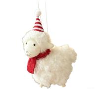 Festive Soft Lamb Plush Ornament, Cute Sheep Christmas Bauble with Woolly | Texture, Adorable White and Red Farm Animal Decoration for Holiday Tree Hanging Decor and Cozy Home Accent (RedB)