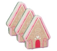 Festive Sponge Scourer - Gingerbread House - Pack of 3 - Sprinkle Your Washing Up With a Dash of Christmas Magic - Features a Christmas Themed Character on the Sponge Side