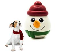 Festive Squeaky Dog Toys - Interactive LATEX Chew Toys for Boredom - Standing Rolling Pet Reindeer, Penguin, Snowman Puppy Teething Toys (Snowman)