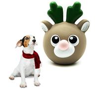 Festive Squeaky Dog Toys - Interactive LATEX Chew Toys for Boredom - Standing Rolling Pet Reindeer, Penguin, Snowman Puppy Teething Toys (Reindeer)