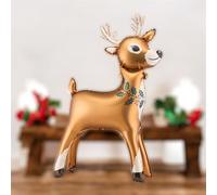 Festive Standing Foil Reindeer Balloon, Christmas Holiday Party Decoration, Seasonal Home Décor & Celebration Accent