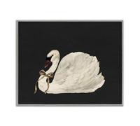 'Festive Swan with Ribbon'| Framed Giclee Art