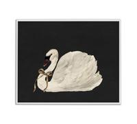 'Festive Swan with Ribbon'| Framed Giclee Art