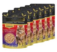 Festive Terrine Cat Food - Turkey, Chicken & Cranberry - Made With 100% Natural Ingredients And Festively Flavoured - Pack Of 6
