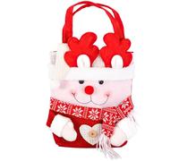 Festive Tote Gift Bag With 3D Snowman Accent, Large 9.44 X 16.92 In Knitted Fabric Present Carrier For Holiday Parties, Storage, And Christmas Décor