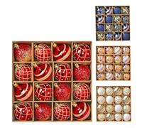 Festive Tree Decor Set 16Pc White Gold Safe For Kids(XM0016S - Red) | Elegant white and gold glitter design, shatterproof plastic, safe for homes with kids or pets, festive mood booster
