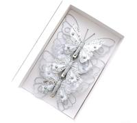 Festive Tree Hanging Butterflies 20cm Pink Silver Gold(Silver)