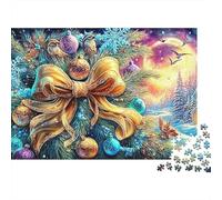 Festive Tree Sturdy Cardboard Jigsaw Christmas Bow 1000 Pieces Classic Adult Impossible Hard Difficult Challenging Relaxation Creativity Gift Giving Family 52x38cm/1000pcs