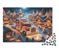 Festive Truck Parade 1000 Pieces Jigsaw Puzzle Town Square Challenging Difficult Recycled Cardboard for Advanced Puzzlers 38x26cm/1000pcs