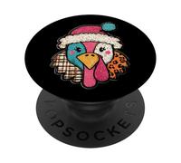 Festive Turkey With Santa Hat Design PopSockets Adhesive PopGrip