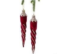 Festive Velvet Flocked Painted Bell Bow Ornament for Christmas Tree Decoration with Plastic Material and Assorted Holiday Shapes (Icicle)