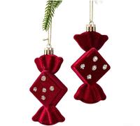 Festive Velvet Flocked Painted Bell Bow Ornament for Christmas Tree Decoration with Plastic Material and Assorted Holiday Shapes (Bow Tie)